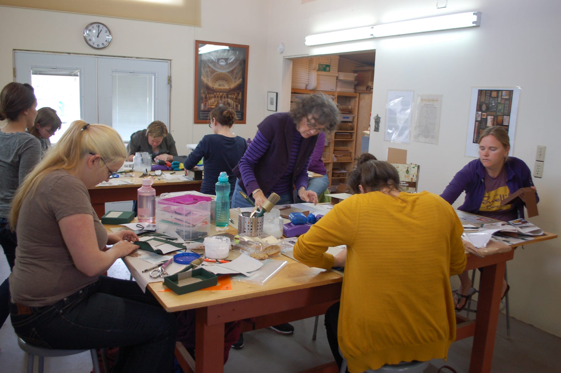 Class working in a workshop at Panther Peak Bindery